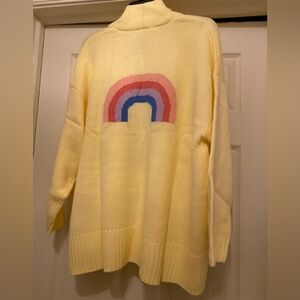 Novelty Jaquard Open Cardigan   with Rainbow Motif on back